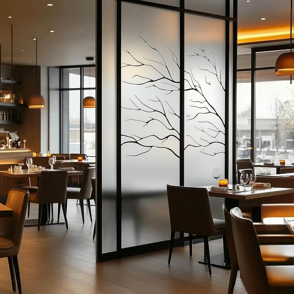 Frosted privacy film on office glass